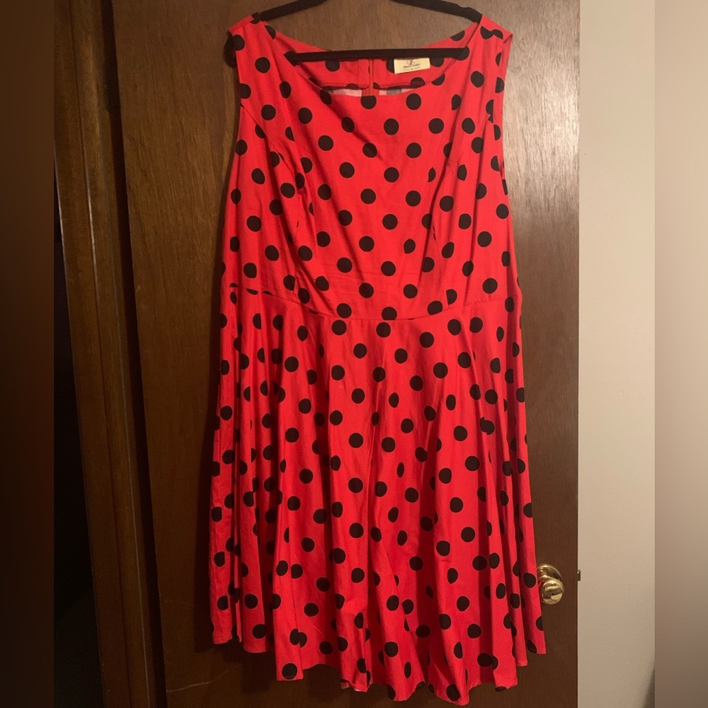 ➕ Grace Karin Red and Black Polka Dot Dress (without belt)